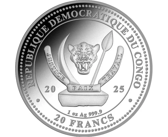 20 frank Címer   Ag 9999 311 g Kongó 2025