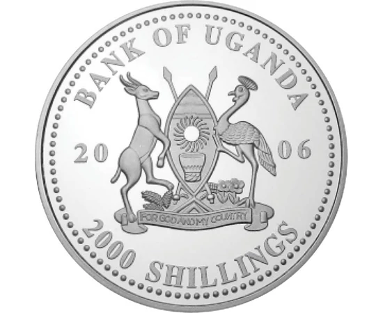 2000 shilling Címer Névérétk Évszám Ag 350 27 g Uganda 2006