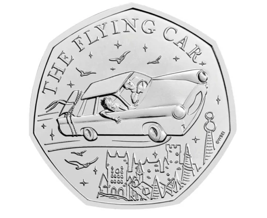 50 penny, Harry Potter és Ron Weasley a repülő autóban, CuNi, 8 g, Nagy-Britannia, 2025