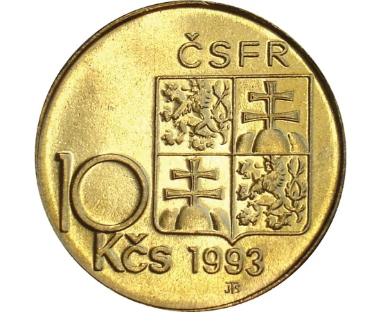10 korona Címer   CuNi+Au 77 g Csehszlovák Szövetségi Köztársaság 1991-1993