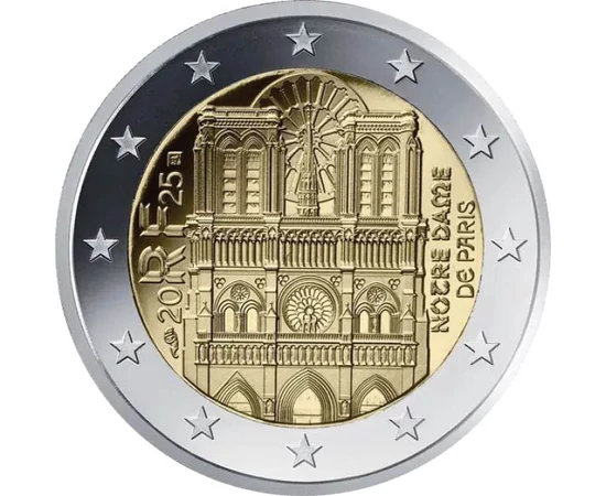 2 euró, Notre Dame homlokzata, , CuNi, 8,52 g, Franciaország, 2025