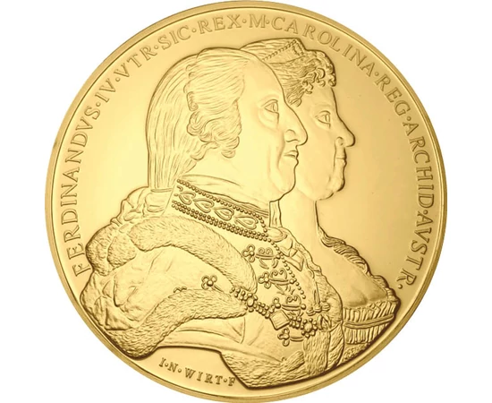koronázási érem, utánveret, Római áldozó oltár címerrel, CuNi+Au, 35 g, Magyar Királyság, eredeti érme: 1790
