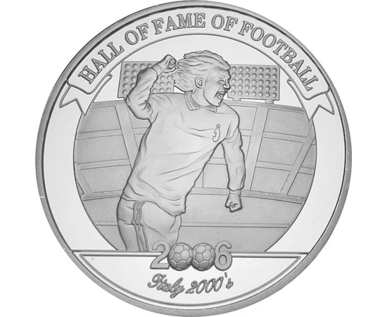 2000 shilling, Paolo Maldini, Olaszország, Ag 350, 26 g, Uganda, 2006