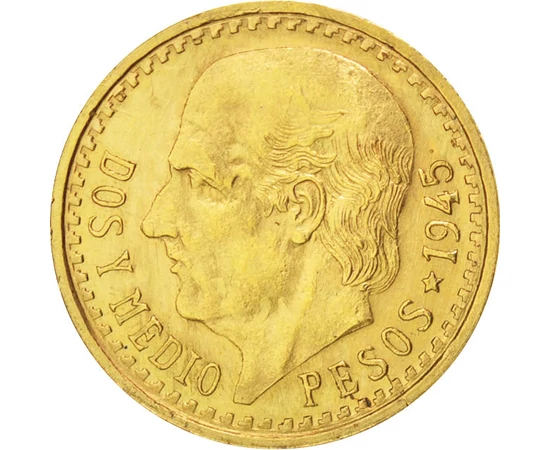  2,5 peso, Hidalgo, arany, 1918-1948, Mexikó