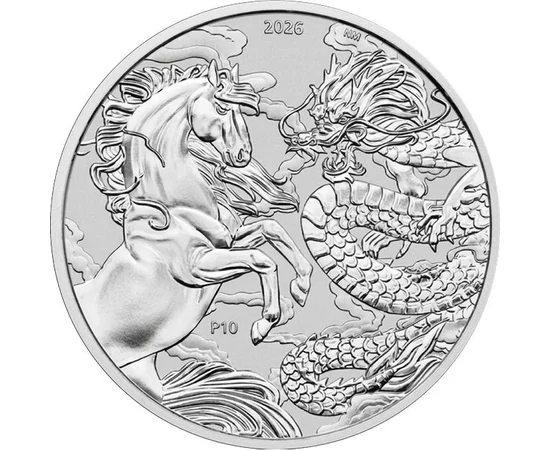 1 dollár, Ló, sárkány, , Ag 9999, 31,1 g, Ausztrália, 2026