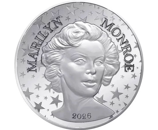 10 euró, Marilyn Monroe, csillagok, , Ag 333, 13 g, Franciaország, 2026