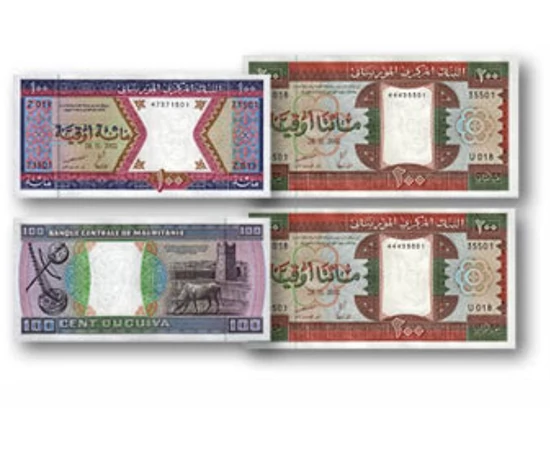100, 200, 500, 1.000 ouguiya, , 0, 0, Mauritánia, 1989-2002
