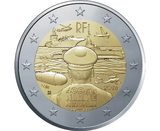 2 euró, Francia tengerész, hadieszközök, , CuNi, 8,52 g, Franciaország, 2026