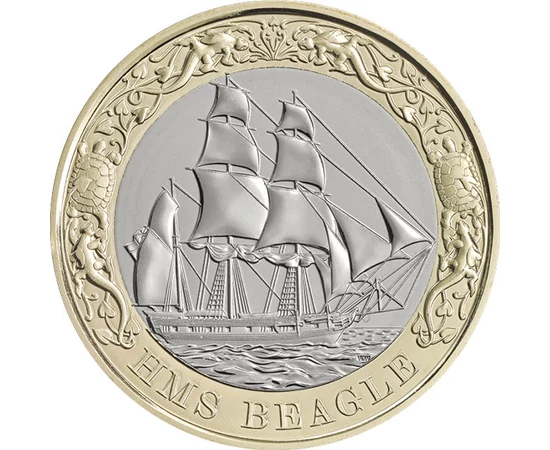 2 font, HMS Beagle hajó, CuNi, 12 g, Nagy-Britannia, 2026