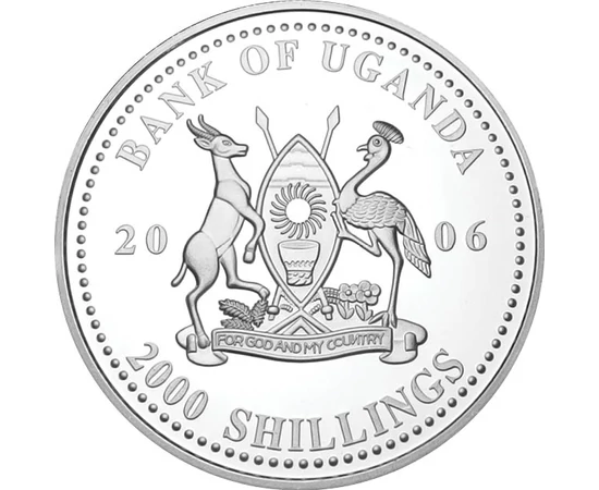 2000 shilling Címer   Ag 350 27 g Uganda 2006