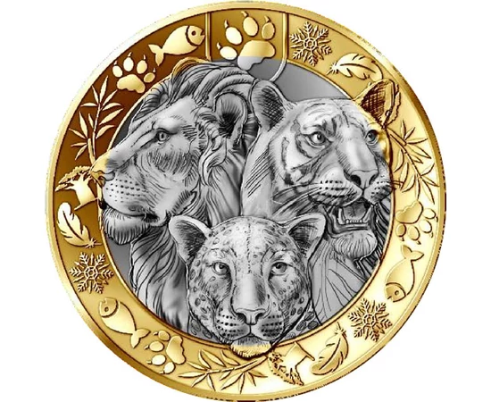 5 euró, Oroszlán, tigris, leopárd, CuNi, 11,7 g, Franciaország, 2026