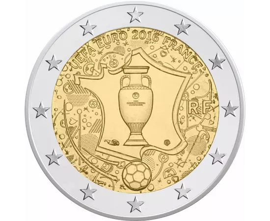 // 2 euró, Franciaország, 2016 // - A foci EB hivatalos eurós emlékpénze