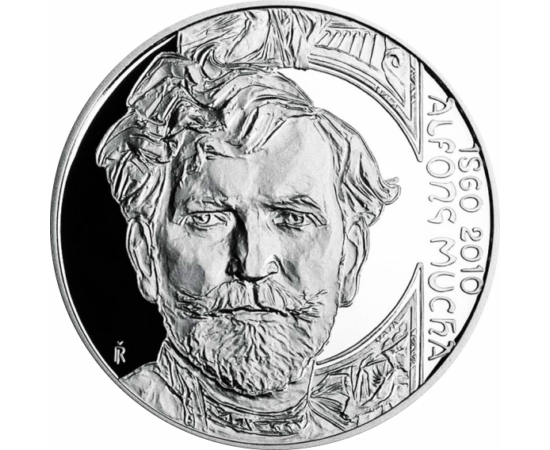 // 200 korona, Csehország, 2010 // - Idén lenne 160 éves a szecesszió nagymestere Alfons Mucha. A cseh művész képeit 2009-ben hazánkban is megcsodálhattuk a Nemzeti Múzeumban. Emlékét immár nemcsak művei, hanem ez az ezüst emlékpénz is őrzi.