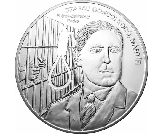 // ezüstözött érem, Magyarország // - Bajcsy-Zsilinszky Endre újságíró, politikus, a hazai antifasiszta, de nem kommunista mozgalom vezéralakja. 1944-ben a nyilas csendőrség kivégezte.