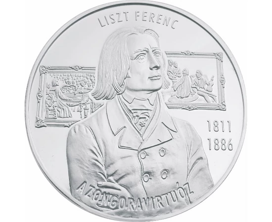 Liszt Ferenc, a zongoravirtuóz, emlékérmen