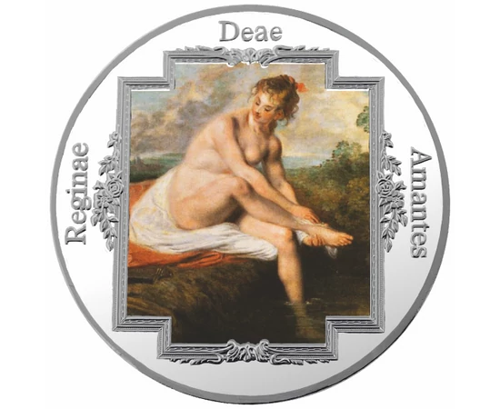 // , , Ezüstözött rézötvözet, ,  // Diana a fürdőben, Jean-Antoine Watteau festménye, jó példája annak, hogy a rokokó mesterek számára a mitológia csak ürügyül szolgált a szép női akt bemutatására. A művész a kifinomult atmoszférát ékszerekkel, fényes sel