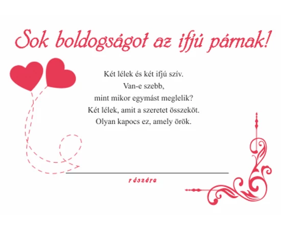 Esküvői alkalmi érem az ifjú párnak névre szóló ajándékkártyával, díszborítékban