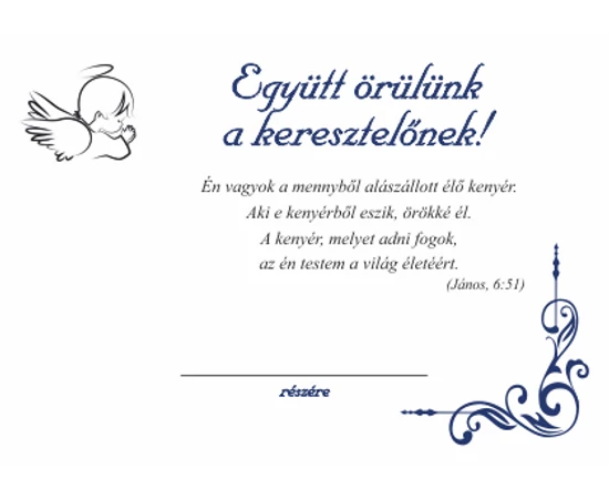 Keresztelőre köszöntő érem (katolikus) névre szóló ajándékkártyával, díszborítékban