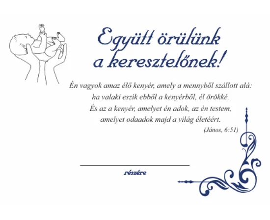 Keresztelőre köszöntő érem (református) névre szóló ajándékkártyával, díszborítékban