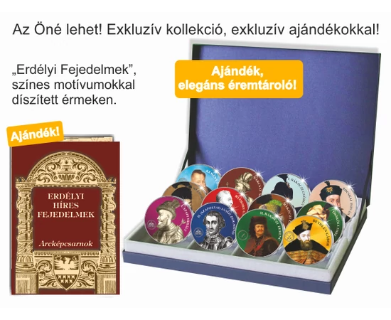 Erdélyi Fejedelmek - éremkollekció, ajándékokkal