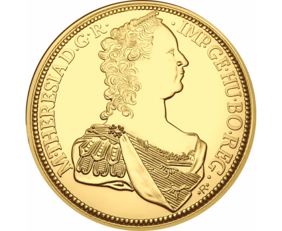// eredeti érme 12 dukát, Aranyóriás Erdélyből, aranyozott rézötvözet, eredeti érme Gyulafehérvár, eredeti érme 1765 // 1765-től Mária Terézia felvette az Erdély nagyfejedelme címet, s hagyományozta tovább az őt követő Habsburg uralkodó körében is. Ennek 