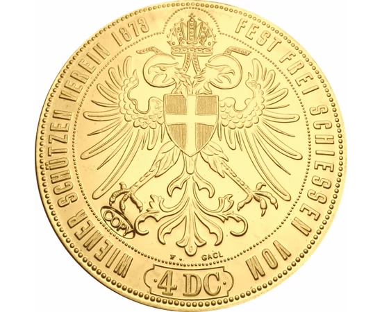 Ferenc József lövészegyleti győzelmi érme,4 dukát uv., Osztrák-Magyar Monarchia, 1873