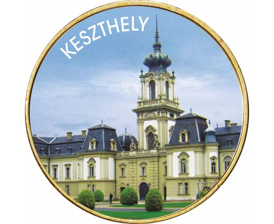 // 1 euró, Keszthely – a Balaton fővárosa, egyedi színes érme, CuNi, Európai Unió, 2002-2023 // Keszthely a honfoglalás előtt is lakott hely volt, a Balaton egyetlen igazán régi városa. Kiemelkedő történelemmel és kultúrával rendelkezik. Uradalmi központ 