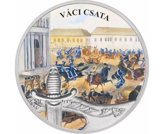 Szabadságharc, Váci csata 1849. július 17., festett ezüstözött érem