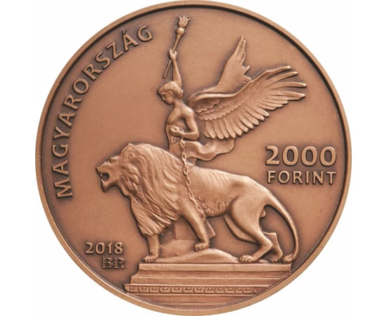 // 2000 forint, Budapest, Fiumei úti sírkert, verdefényes, rézötvözet, Magyarország, 2018 // Fiumei úti sírkert, a magyar történelem és kultúra nagyjainak nyughelye