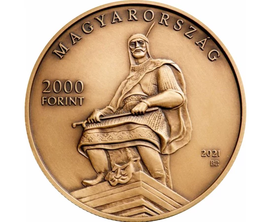 // 2000 forint, Ópusztaszer, Nemzeti Történeti Emlékpark, verdefényes, rézötvözet, Magyarország, 2022 // Ópusztaszer, A Honfoglalás történeti emlékhelye