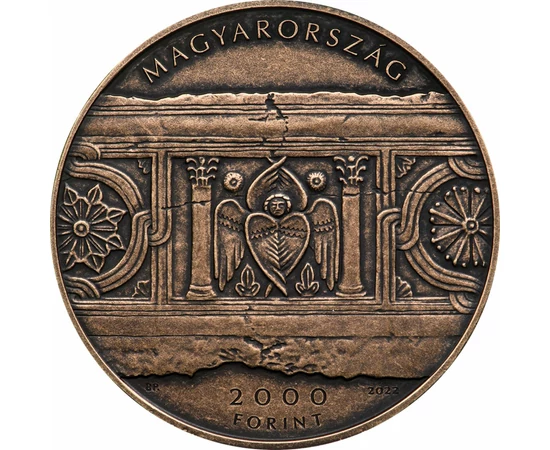 // 2000 forint, Székesfehérvár, Romkert, verdefényes, rézötvözet, Magyarország, 2021 // Székesfehérvár, királyi koronázó és temetkezési város