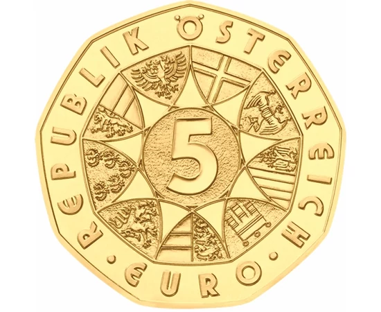 5 euro, Kék Duna keringő 5 euró, aranyozott, Ausztria, 2017