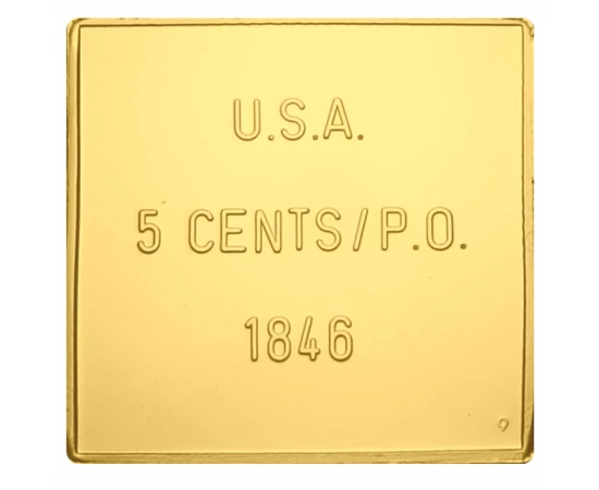 Thomas Jefferson, USA 5 cent, 1846 bélyegérem, aranyozott