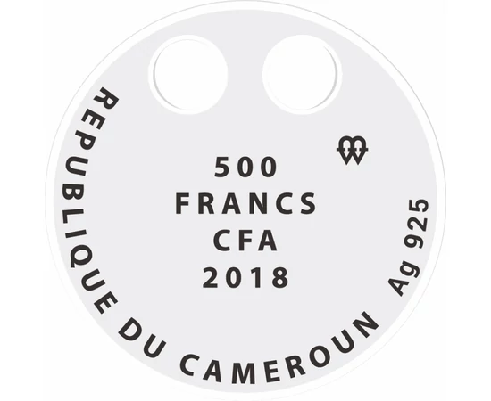 Ékszer-érme nyaklánccal, Karácsonyi angyal, 500 frank, ezüst, Kamerun, 2018 