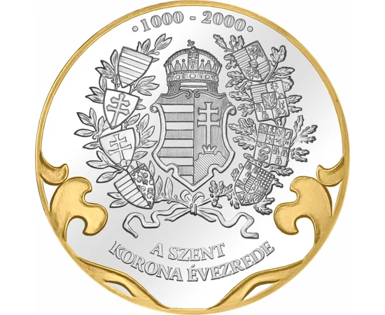 Szent Korona, a kereszt elferdülése, ezüstözött, aranyozott érem