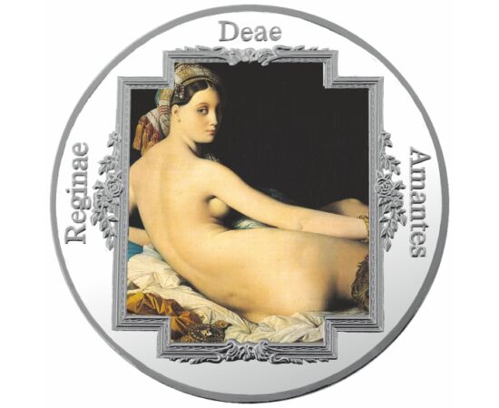 Dominique Ingres - A nagy Odaliszk, festett, ezüstözött érem