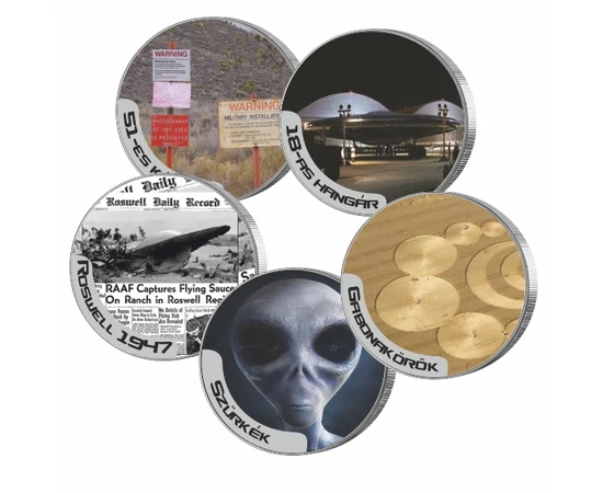 Titkok és rejtélyek - 1947 Roswell, UFO - 5 érmés szett